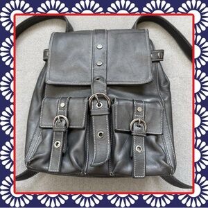 PERLINA Vintage? Slightly Metallic Pewter Leather Backpack